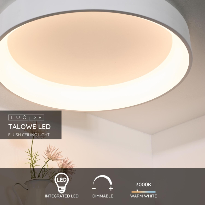 Lucide TALOWE LED - Zapustené stropné svietidlo - Ø 80 cm - LED Rozm. - 1x80W 3000K - Biela